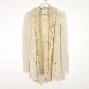 Anthropologie Angel of the North Cream Crochet Cardigan